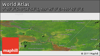 Satellite Panoramic Map of the Area around 0° 52' 31" S, 109° 43' 29" E