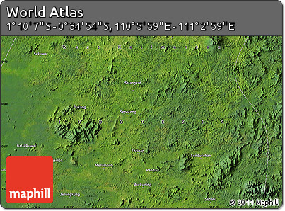 Satellite Map of the Area around 0° 52' 31" S, 110° 34' 29" E