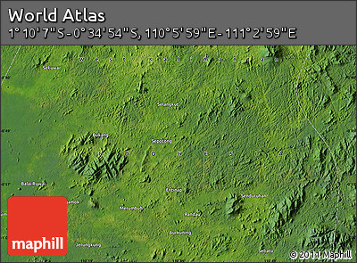 Satellite Map of the Area around 0° 52' 31" S, 110° 34' 29" E