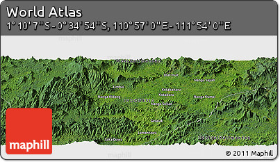 Satellite Panoramic Map of the Area around 0° 52' 31" S, 111° 25' 30" E