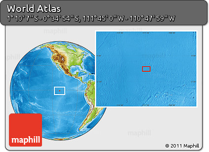 Physical Location Map of the Area around 0° 52' 31" S, 111° 16' 30" W