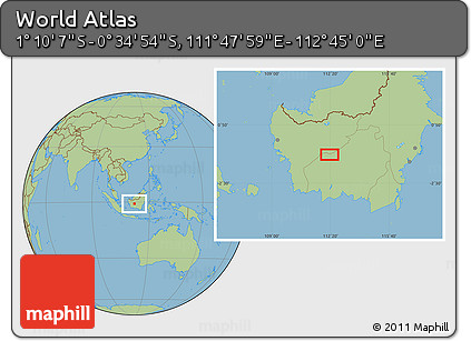 Savanna Style Location Map of the Area around 0° 52' 31" S, 112° 16' 30" E
