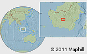 Savanna Style Location Map of the area around 0° 52' 31" S, 113° 7' 30" E, hill shading