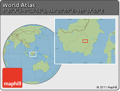 Savanna Style Location Map of the Area around 0° 52' 31" S, 114° 49' 29" E