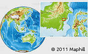 Physical Location Map of the area around 0° 52' 31" S, 116° 31' 30" E