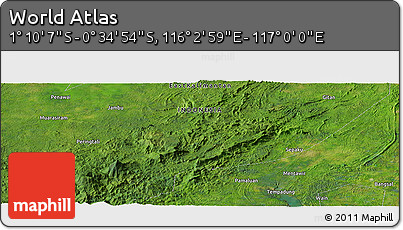 Satellite Panoramic Map of the Area around 0° 52' 31" S, 116° 31' 30" E