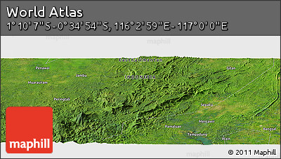 Satellite Panoramic Map of the Area around 0° 52' 31" S, 116° 31' 30" E