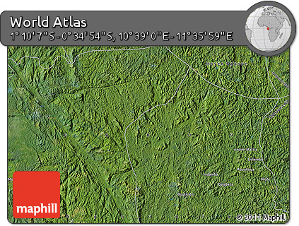 Satellite Map of the Area around 0° 52' 31" S, 11° 7' 30" E