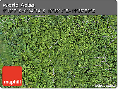 Satellite Map of the Area around 0° 52' 31" S, 11° 7' 30" E