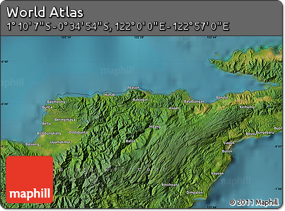 Satellite Map of the Area around 0° 52' 31" S, 122° 28' 29" E