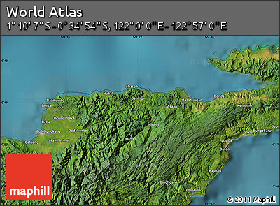 Satellite Map of the Area around 0° 52' 31" S, 122° 28' 29" E