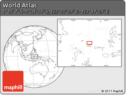 Blank Location Map of the Area around 0° 52' 31" S, 123° 19' 29" E