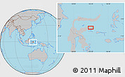 Gray Location Map of the area around 0° 52' 31" S, 123° 19' 29" E