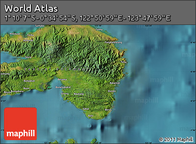 Satellite Map of the Area around 0° 52' 31" S, 123° 19' 29" E
