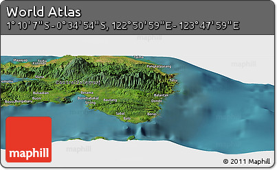 Satellite Panoramic Map of the Area around 0° 52' 31" S, 123° 19' 29" E