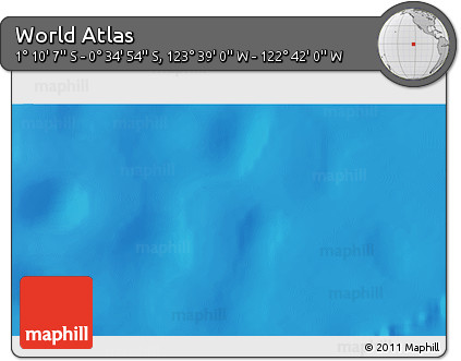 Shaded Relief 3D Map of the Area around 0° 52' 31" S, 123° 10' 30" W
