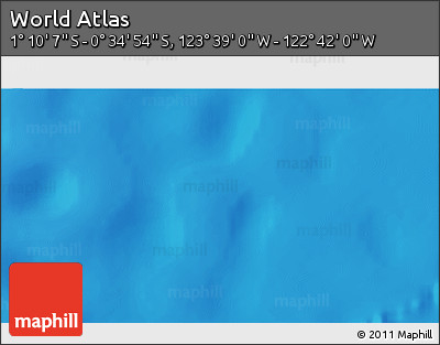 Shaded Relief 3D Map of the Area around 0° 52' 31" S, 123° 10' 30" W