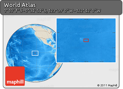 Shaded Relief Location Map of the Area around 0° 52' 31" S, 123° 10' 30" W