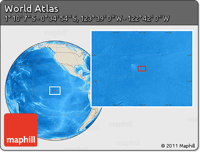 Shaded Relief Location Map of the Area around 0° 52' 31" S, 123° 10' 30" W