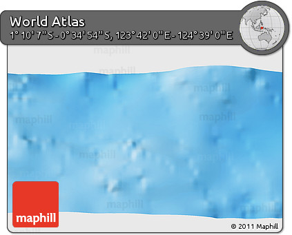 Shaded Relief 3D Map of the Area around 0° 52' 31" S, 124° 10' 30" E