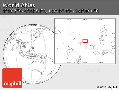 Blank Location Map of the Area around 0° 52' 31" S, 124° 10' 30" E