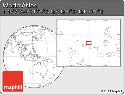 Blank Location Map of the Area around 0° 52' 31" S, 124° 10' 30" E