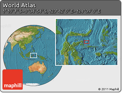 Satellite Location Map of the Area around 0° 52' 31" S, 124° 10' 30" E
