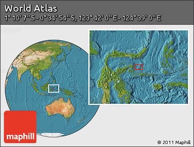Satellite Location Map of the Area around 0° 52' 31" S, 124° 10' 30" E