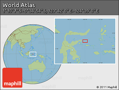 Savanna Style Location Map of the Area around 0° 52' 31" S, 124° 10' 30" E