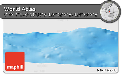 Shaded Relief Panoramic Map of the Area around 0° 52' 31" S, 124° 10' 30" E