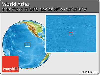 Physical Location Map of the Area around 0° 52' 31" S, 124° 52' 30" W