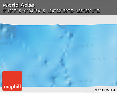Shaded Relief 3D Map of the Area around 0° 52' 31" S, 125° 1' 30" E