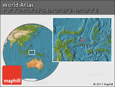 Satellite Location Map of the Area around 0° 52' 31" S, 125° 1' 30" E