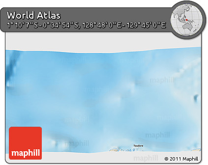 Shaded Relief 3D Map of the Area around 0° 52' 31" S, 129° 16' 30" E