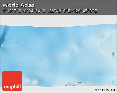 Shaded Relief 3D Map of the Area around 0° 52' 31" S, 129° 16' 30" E