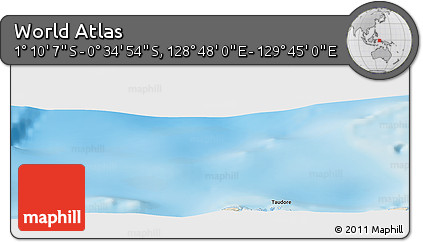 Shaded Relief Panoramic Map of the Area around 0° 52' 31" S, 129° 16' 30" E