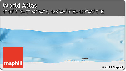 Shaded Relief Panoramic Map of the Area around 0° 52' 31" S, 129° 16' 30" E