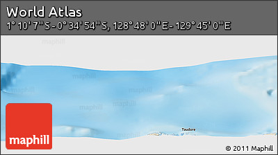 Shaded Relief Panoramic Map of the Area around 0° 52' 31" S, 129° 16' 30" E