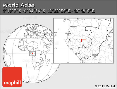 Blank Location Map of the Area around 0° 52' 31" S, 12° 49' 29" E