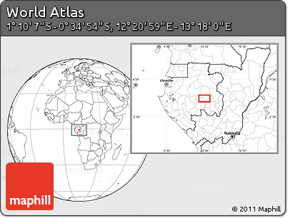 Blank Location Map of the Area around 0° 52' 31" S, 12° 49' 29" E