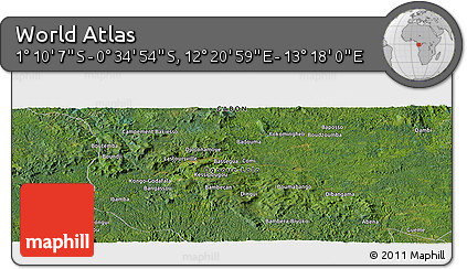 Satellite Panoramic Map of the Area around 0° 52' 31" S, 12° 49' 29" E