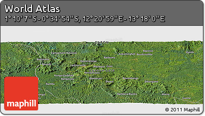 Satellite Panoramic Map of the Area around 0° 52' 31" S, 12° 49' 29" E