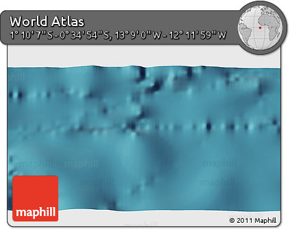 Satellite 3D Map of the Area around 0° 52' 31" S, 12° 40' 30" W
