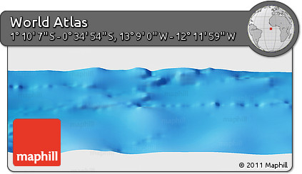 Physical Panoramic Map of the Area around 0° 52' 31" S, 12° 40' 30" W