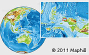 Physical Location Map of the area around 0° 52' 31" S, 130° 58' 29" E