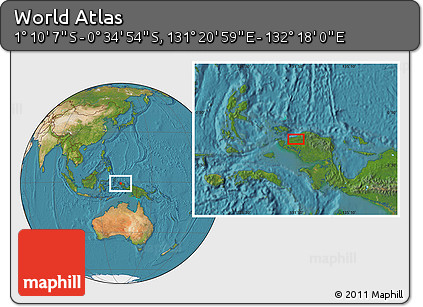Satellite Location Map of the Area around 0° 52' 31" S, 131° 49' 29" E
