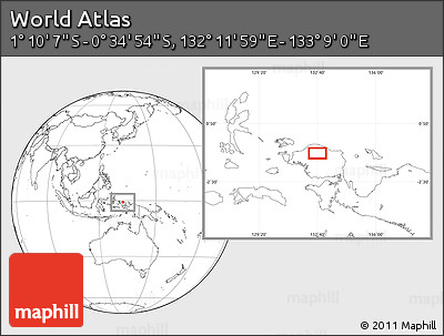 Blank Location Map of the Area around 0° 52' 31" S, 132° 40' 30" E
