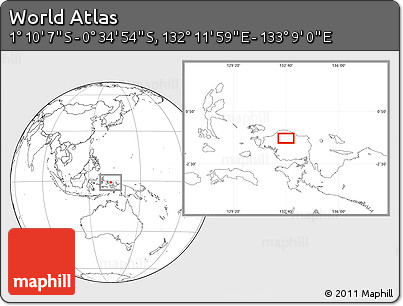 Blank Location Map of the Area around 0° 52' 31" S, 132° 40' 30" E