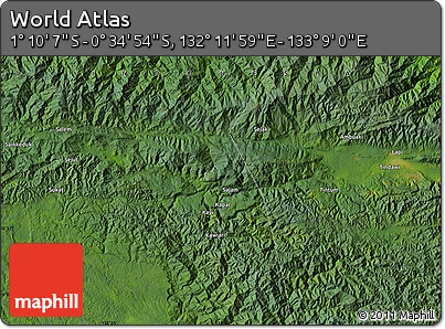 Satellite Map of the Area around 0° 52' 31" S, 132° 40' 30" E