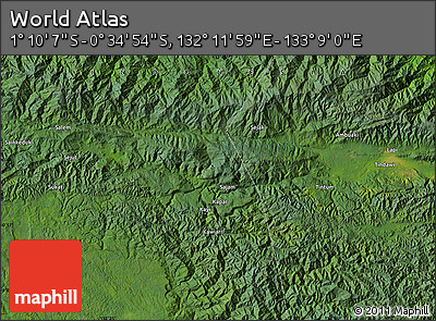 Satellite Map of the Area around 0° 52' 31" S, 132° 40' 30" E